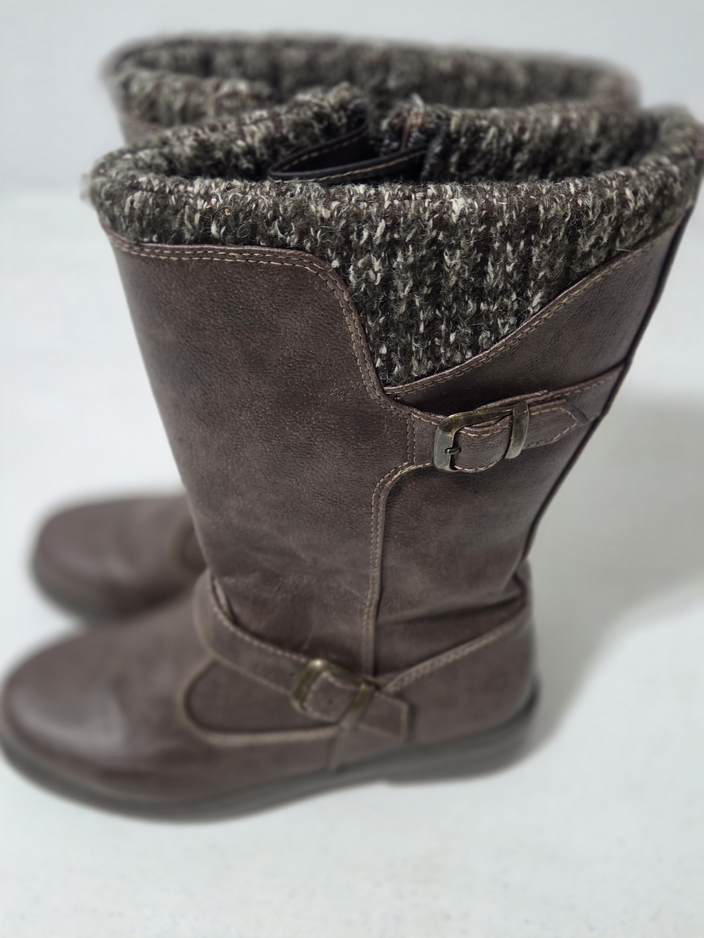 Weatherproof Classic Brown Women's Mid-Calf Winter Boots with Knit Cuff